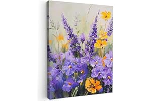 MuchoWow© Stampa Su Tela 30x40 cm Decorazioni Pareti Canvas Grandi Dimensioni Quadri Con Cornice Moderni Quadro Soggiorno Foto Camera Da Letto Muro Lavanda - Fiori - Natura - Arte