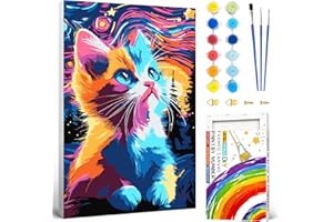 jieyisier Peinture Numero Adulte Débutant,Chat Peinture par Numero Adulte Avec Cadre,pour Décor Mural Maison Cadeau Bricolage Peinture à L'Huile Kit 20x30cm (Star Night)