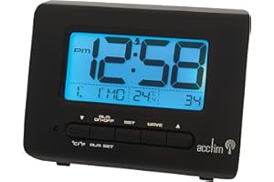Acctim 71533 Monza Radio Controlled LCD Alarm Clock, Black