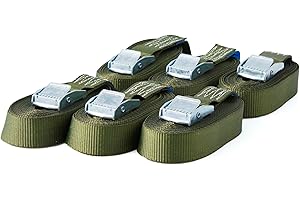 SANDAX 6 cinghie di fissaggio resistenti fino a 250 kg; larghezza 25 mm, 1 pezzo da 3 m, 4 m, 5 m e 6 m in nero, blu, rosso, giallo fluo, verde oliva, Verde