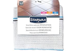 STARWAX - Serpillère Gaufrée pour Tous types de Sols Intérieurs Lot de 3 - spécial Rénovation - Très Absorbante et Résistante - Ne Peluche Pas - Conception Française - Grande Taille (50x100cm)