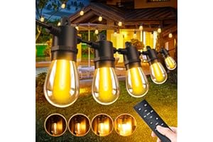 SEKLIN Guirlande Lumineuse Exterieur Jardin Led - 15M 50FT Extérieur Guirlandes Guinguette Lampe avec Télécommande 15+1 Ampoules 3 Modes IP65 Étanche pour Terrasse Balcon Mariage Parasol Pergola Décoration