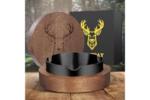 LULLEA Posacenere in legno con coperchio a prova di odore, per interni ed esterni, per sigarette, sigari, caccia ai cervi, regali per cacciatori, regali di compleanno e Natale per uomini, con inserto