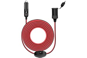 Hoembpn 4M Rallonge Prise Allume-Cigare de Voiture étanche avec ON/OFF Interrupteur et Fusible 15A,12V/24V Adaptateur Allume-Cigare Câble D'extension 17AWG pour Moto,Bateau,Voiture,Camion
