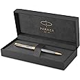 Parker Sonnet Ballpoint Pen | Chiselled Silver with Gold Trim | Medium Point Black Ink | Gift Box