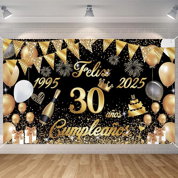Corona Y Banda Cumpleaños 30 Años - Set Fiesta Mujer Negro Y Dorado