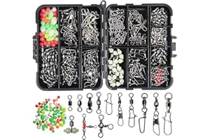 JSHANMEI Fishing Swivels Snaps Kit Edelstahl Barrel Swivel, Snap Swivels, Fishing Beads, 3 Way Swivel, Ball Bearing Swivel for Süßwater Salzwasser Fishing Accessories Tackle Box