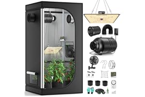 MINENICE Growzelt Komplettset mit M1000 LED Vollspektrum Grow Lampe 60x60x140cm Grow Tent 4" 215 CFM 3000RPM Ruhiges und Effizientes Belüftungssatz, 4-Gang-Lüfter, Hydroponics Indoor Growing Tent Set