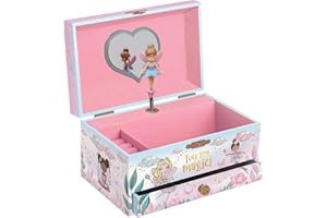 GIGGLE & HONEY Muzyczna szkatułka na biżuterię dla dziewczynek Wróżka - pozytywka dla dzieci z obracającą się szkatułką Wróżka i lusterkiem, Księżniczka Prezenty dla dziewczynek, prezent urodzinowy dla dzieci