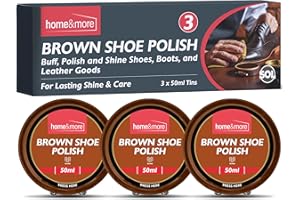 SOL 3pk of Brown Shoe Polish 150ml - Brown Leather Boot Polish with Beeswax & Carnauba Wax for Protection and Lasting Shine - Ideal for Brown Leather Shoes, Boots and Bags (3 x 50ml)