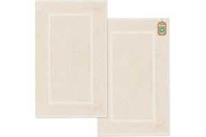 Lavea® 2 Tappetini da Bagno 50x80 cm – Antiscivolo e Lavabili in 100% Cotone – Assorbenti e Resistenti – Ideali per Bagno e Doccia – Crema