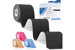 EXOUSIA Kinesiology Tapes, 16.4 feet Uncut Per Roll Sports Tape for Exercise, Elastic Water Resistant Injury Kinetic Tape to Relieve Muscle Pain, Physio Tape for Shoulders Knees Ankles and Protect Joints