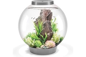 biOrb 72012 CLASSIC 60 LED silber - dekoratives Aquarium Komplett-Set mit Filter-System, LED-Beleuchtung und Keramik-Kies aus widerstandsfähigem Acryl-Glas