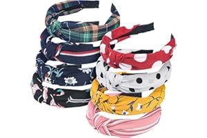 URAQT Bandeau Cheveux Femme, Boho Bandeaux pour Les Femmes Fleur Vintage Imprimé Serre Tête, Bandeaux avec Nœuds Hair Accessoires pour Femme 8PCS