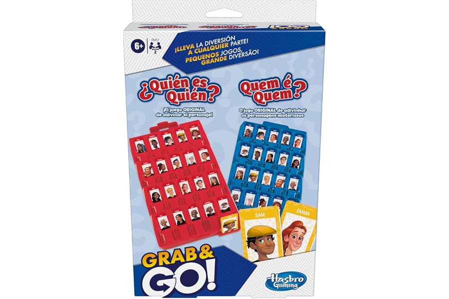 Hasbro Gaming Juego ¿Quién es Quién? Grab and Go, Juego de Mesa de Portatil para Adivinar el Personaje, Juguetes para Niños y
