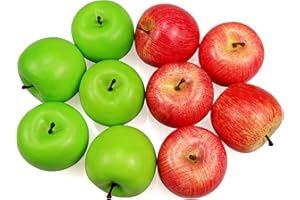 LORIGUN 10 pezzi di mele artificiali Mele finte di Frutis, Mele realistiche di dimensioni normali Mele finte per decorazioni natalizie Chirstmas (5 pezzi di mela rossa + 5 pezzi di mela verde)