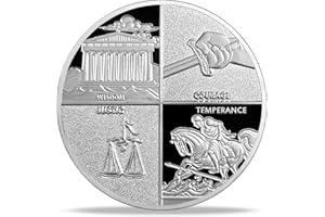TOYTOSMPL Stoics Virtues Challenge Münze | Medaillon der Stoiker-Philosophie | Ehre die vier Stoiker-Prinzipien | Wertschätzungsgeschenke für Philosophen, Denker und Weisheitssucher