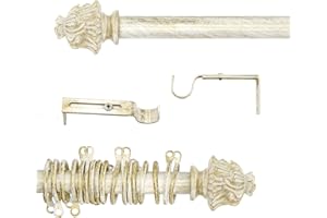 AT17 Bastone per Tende Estensibile Shabby Chic Cream Gold Empire Collection 120-210 cm