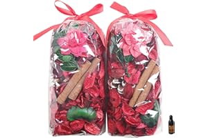 Qingbei Rina Christmas Pot pourri Bags,Cinnamon Scented Pot Pourri Dried Flower, Red Bowl Vase Filler, Holiday Table Party Decor,2 Bags/240g