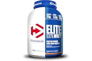 Dymatize Elite 100% Whey Chocolate Peanut 2170g - Polvere ad alto contenuto di proteine e basso zuccheri del siero latte BCAA, 62 Portioni
