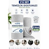 2 Adet 20'li Rulo Gri Renk Mikrofiber Temizlik Bezi 25x25 cm | Kopart Kullan Mikrofiber Bez Leke Tutmaz Tekrar Kullanılabilir