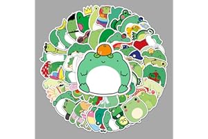LYunMu Lot de 50 autocollants en forme de grenouille Kawaii pour enfants, adolescents, adultes, ordinateur portable, guitare, skateboard, bagages, bouteilles d'eau, ordinateur, téléphone, guitare