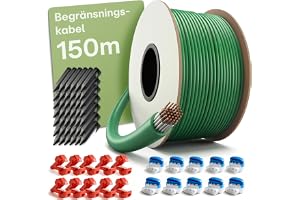 Praknu Begränsningskabel Robotgräsklippare Set (150 m) – Kabel och Tråd för Robotgräsklippare – Inkluderar 150 m Kabel, Marks