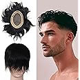 Beuni Smart Hair Patch for Men, Monofilament Apollo Mono Wig in 100% Natural Human Hair, Long Lasting Base Soft Fit (Colour: Natural Black) (7x5)