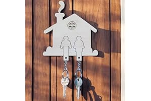 JR Maderas Llaveros Pareja de Madera - Colgador Llaves Pared de Madera - Regalos para Parejas Aniversario - Llaveros Casa Nueva Regalos Originales para Mujer y Hombre - Llavero de Pared para un Hogar.