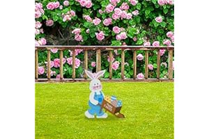 GLÜCKSVOGEL Osterhase Osterdeko Hase Gartendeko Figur Vintage Deko Frühling Gartendeko Metall Ostereier Osterdeko Ostern Gartenstecker Hasen Figuren Draußen Deko Ostern Geschenke Deko für (XJ-B, One Size)