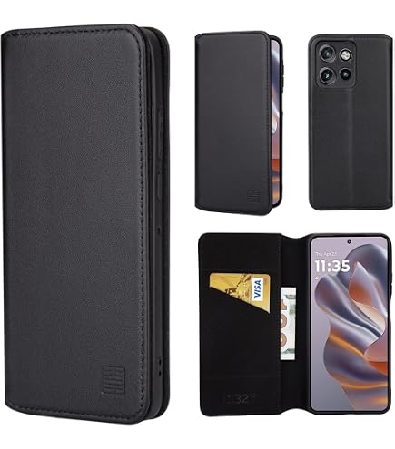 32nd Klassische Serie 2.0 Lederhülle Für Motorola Edge 50 Pro – Mit RFID-Schutz, Magnetverschluss & Ständer | Burgunder