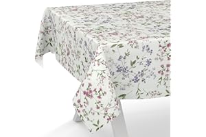 ANRO Mantel de hule lavable, diseño de flores, 120 x 140 cm, borde cortado