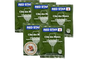 Red Star Côtes des Blancs Weinhefe (5er Pack) - Ideal für die Herstellung von Wein, Cider, Met, Kombucha zu Hause - 5 g Sachets - Saccharomyces cerevisiae - Verkauft von CAPYBARA Distributors Inc.