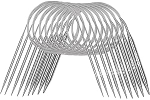 Coopay 9 Aiguilles à Tricoter Circulaires en Acier Inoxydable, 120cm Aiguille Circulaire Tricot en Rond, Taille Visible, 2,5-10mm Aiguilles Circulaires Tricot pour Tricoter Chaussettes, Layette, Pull