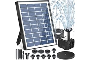 ZQEJEFD Fontaine Solaire Extérieure de Jardin, 6,5W Pompe Solaire Bassin Exterieur, Solaire Flottant Extérieur Fontaine avec 9 Buse pour Bain d'oiseaux, Aquarium, Étang, Piscine, Décoration de Jardin