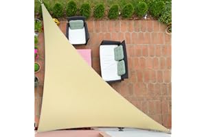 UIRWAY Vela Ombreggiante 5 x 5 x 5 m Triangolare Tenda Parasole,Traspirante,95% Protezione UV per Giardino, Patio, Pergola, Cortile-Sabbia