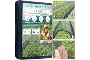 YLLUUOE Thickened Black Nano PPT Garden Netting-2x5M, Ultra-Fine Insect Mesh for Vegetable Fruits Flowers Cover Protection from Birds Pest Bug Eating, 30% Shade Rate Reusable & Durable