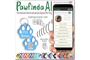 PAWFINDA AI – Next Generation AI Digital Pet Tag. Personalised Cat Dog Pet Engraved ID Tag with CONTACTLESS NFC, QR Code Technology and PawVoice AI. Developed & Fully Supported in The UK