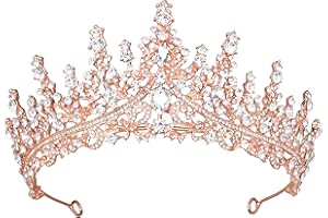 Rose Gold Tiara for Women, Vofler Princess Crown - Royal Baroque Medieval Renaissance Crystal Headband for Queen Bridal Flower Girl Wedding Birthday Costumes Party Quinceanera Prom Pageant Homecoming
