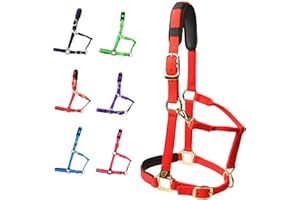 T TEKE Adjustable Horse Halters by Heavy Duty Soft Nylon, Padded with Anti-rubbing Waffle Neoprene on Both Crown & Nose