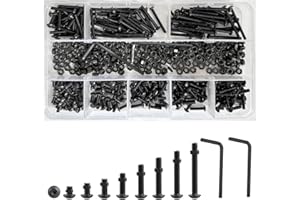 WEQEYENT Vis hexagonale intérieure à tête ronde m3, combinaison de boulons à écrou noir m3, kit de fixation à vis pour machine à champignons hexagonaux en acier au carbone noir(482 pièces)