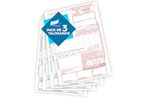 Genérico - Pack 3 Talonnaires - Transport international - Autocopiatifs - 4 Copies numérotées, Rouge, bleu, vert, noir