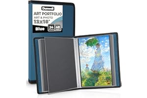 Dunwell Kunst-Portfolio-Mappe mit schwarzem Montagepapier, Präsentationsbuch zur Aufbewahrung von Kunstwerken, 24 Kunststoffhüllen, zeigt 48 Seiten, säurefreies Polymaterial, 30,5 x 45,7 cm, Blau