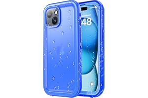 SPORTLINK Coque iPhone 15 Étanche Antichoc - 360 degres Incassable Militaire Rigide Intégrale Case/Bumper [IP68 Waterproof/Imperméable] Antipoussière [avec Protection Camera+Écran]-Bleu 6,1"