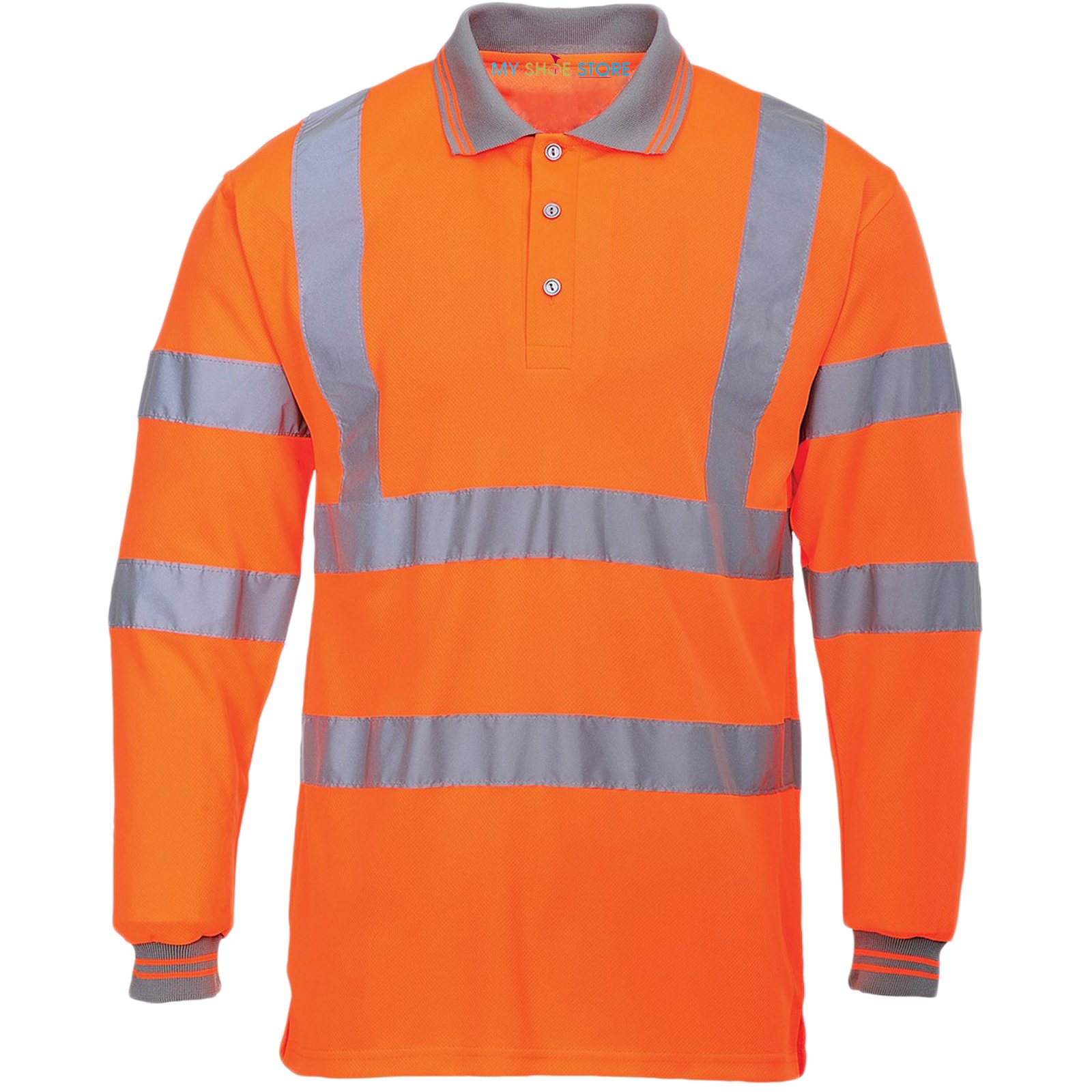MyShoeStore Hi Viz Vis High Visibility Polo Shirt Reflective Tape