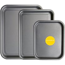 Teglie Per Pizza Da Forno Rettangolare KITCHENEUR®,Set Di 3 Teglie Da Forno Nere Per Arrosto, Piccole Teglie Antiaderenti Da Forno - 8