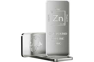 1 Pound .999 Pure Zinc Bar Bullion with Element Design - Unique Metals