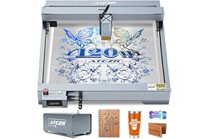 ATEZR P20 Plus Grabadora Laser 120W, Cortadora Láser con Potencia de Salida de 24W, con Air Assit, 430 * 430mm, DIY CNC Grabador Láser y Cortador láser para para madera, metal, cuero, acrílico