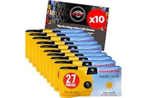 Appareil photo jetable avec appareil photo Novocolor à usage unique 27 poses et carte de conseils pour photographie Clikoze (10 caméras)
