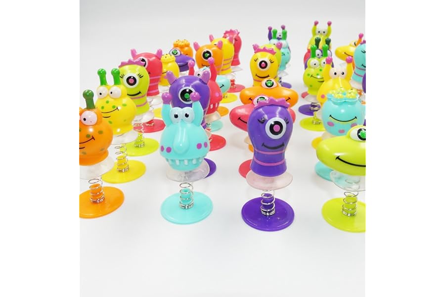 Creativity Point 36 Monster Spring Jump Up Pop Up Toys for Kids, 6cm - Birthday Party Favours, Goody Bag Fillers and Toy Set, Jumping Monsters Party Bag Fillers for Kids, Classroom Prizes